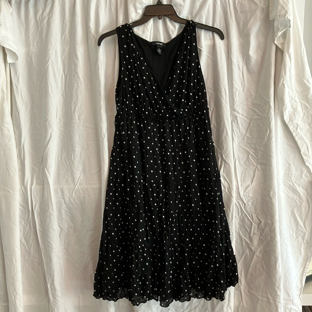 Style & Co. Black and White tiered polka dot dress in EUC.